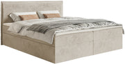Kontinentalbett 160x200 cm Softie mit Stauraum und Topper, beige Velours, wasserabweisend