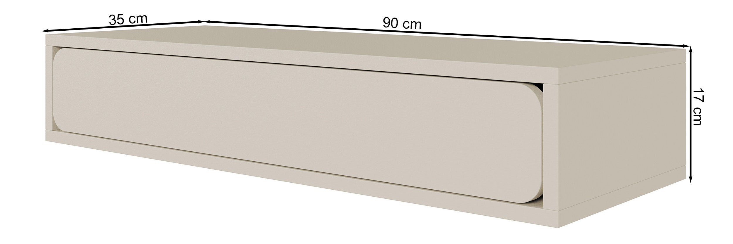 Hängende Konsole Wuwu mit einer Schublade, 90 cm, grau-beige