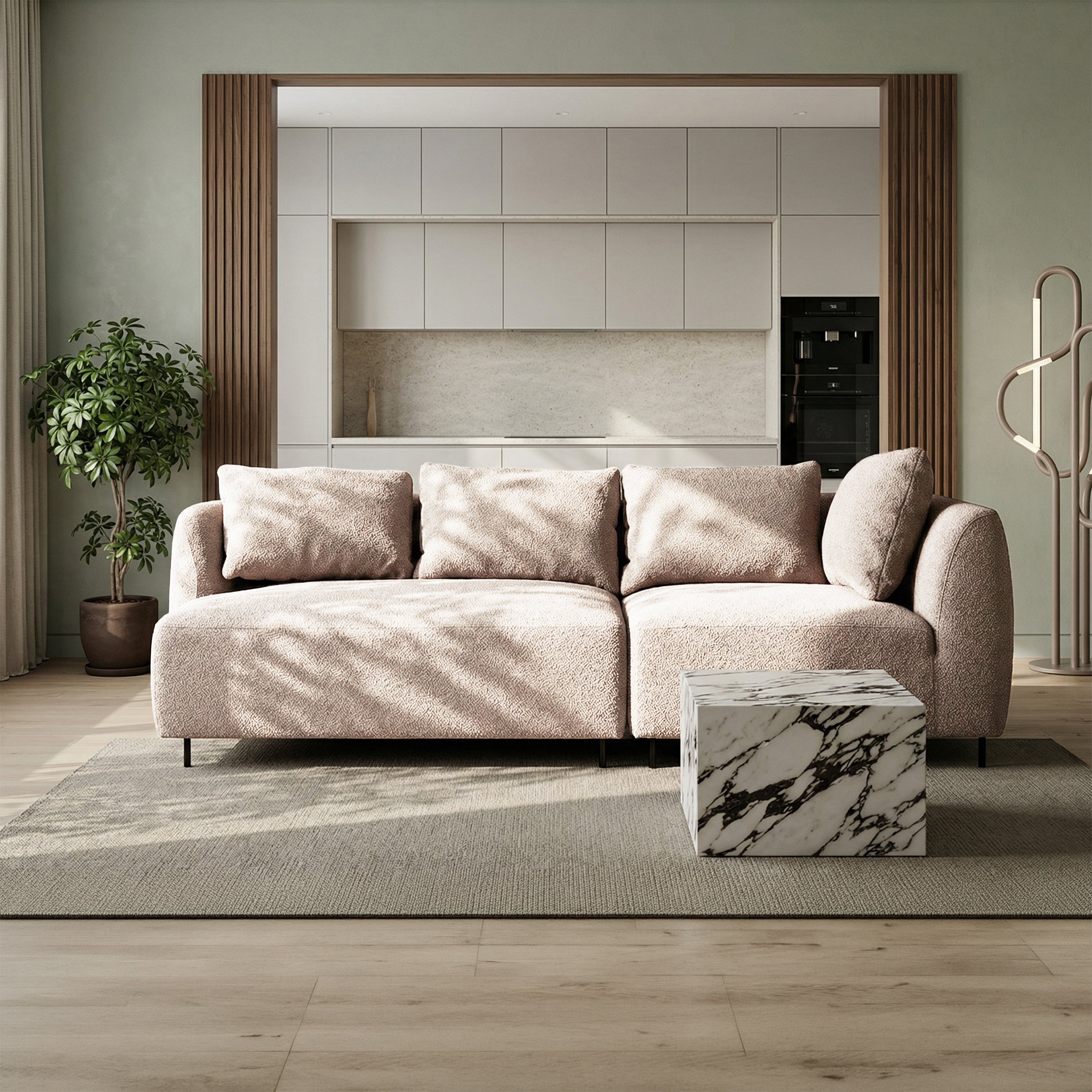 Modulares Sofa Lanomi in beige Bouclé