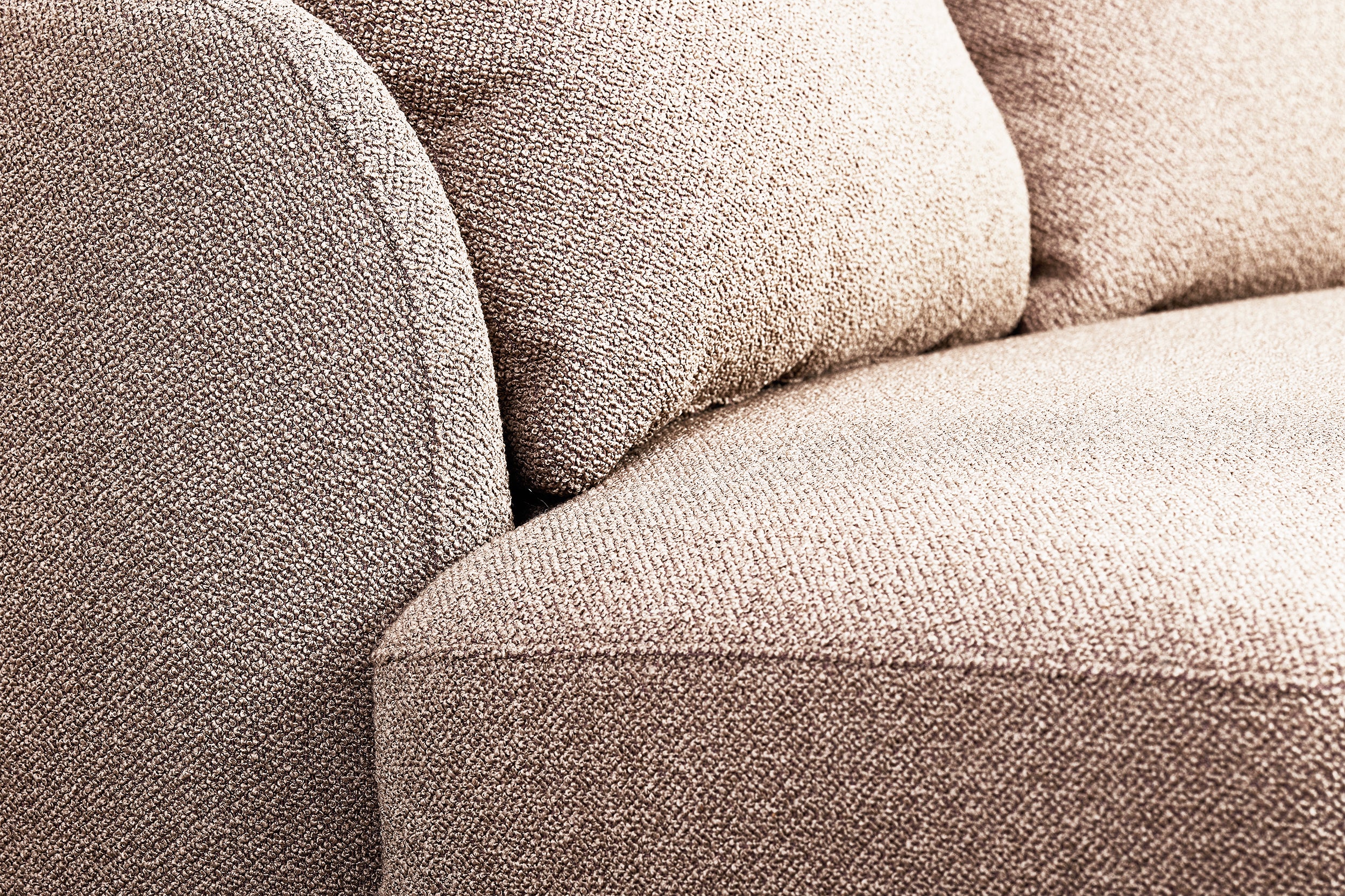 Modulares Ecksofa Lanomi, L-förmig, linksseitig, beige Bouclé