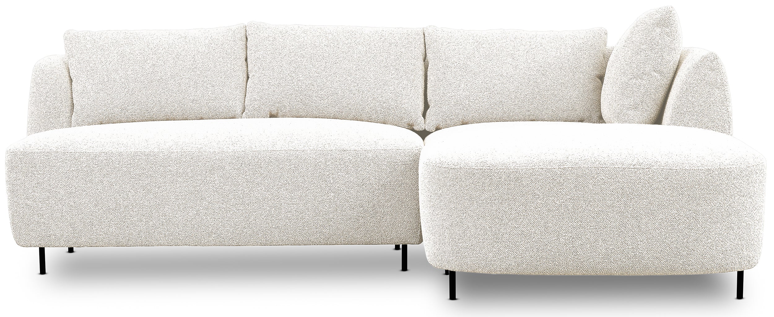 Modulares Ecksofa Lanomi, L-förmig, rechtsseitig, weißes Bouclé