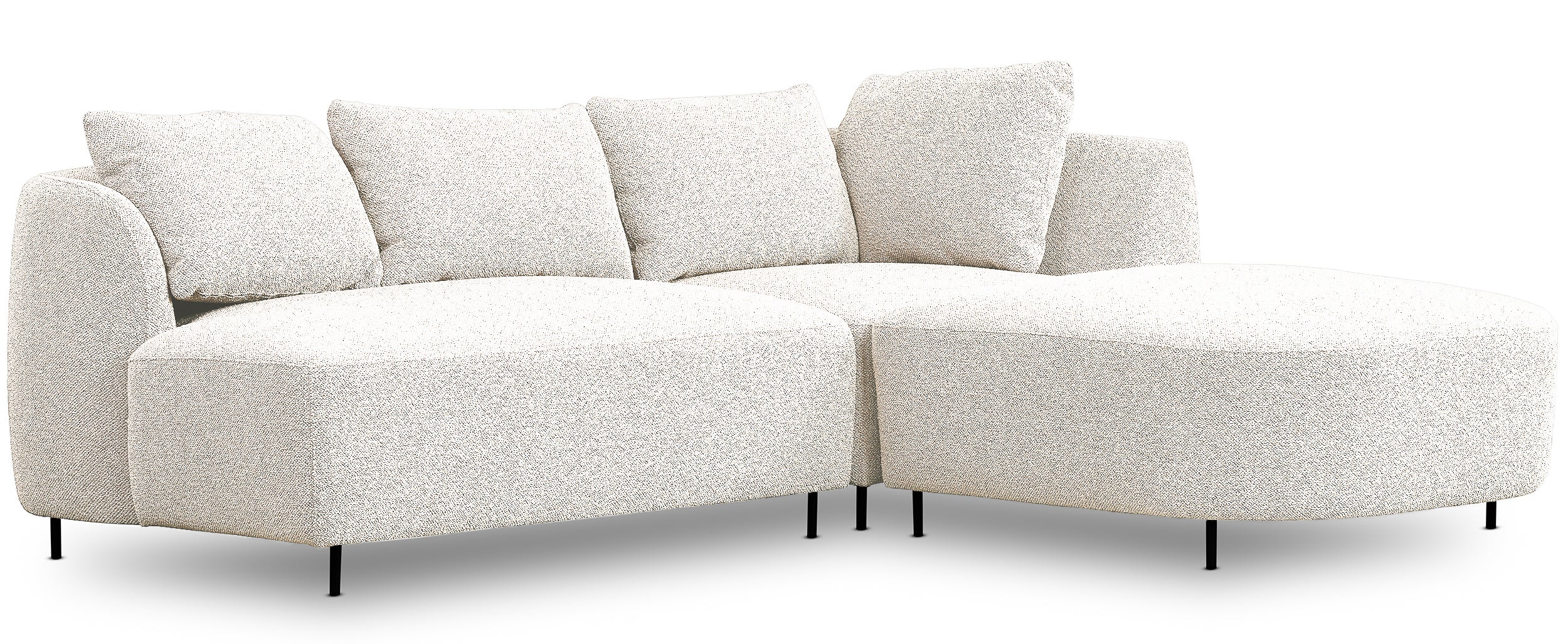 Modulares Ecksofa Lanomi, L-förmig, rechtsseitig, weißes Bouclé