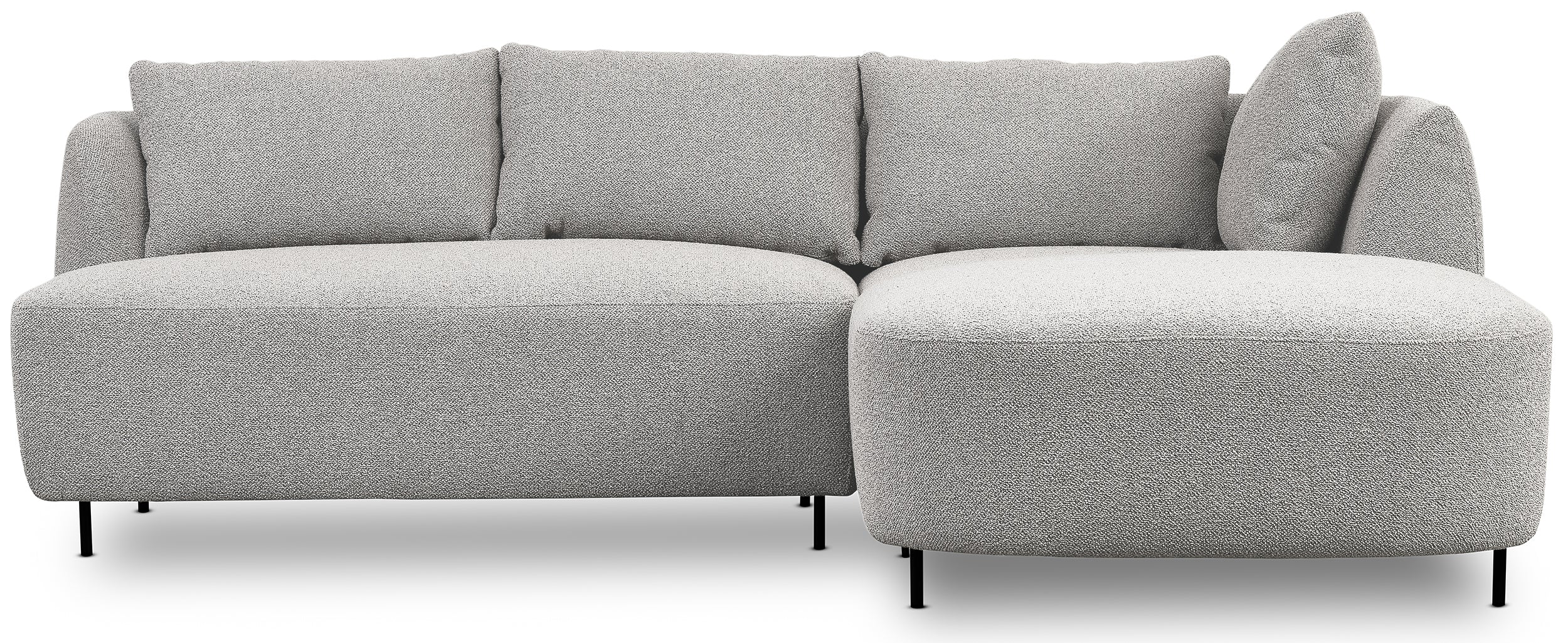 Modulares Ecksofa Lanomi L-förmig, rechtsseitig, hellgrauer Bouclé-Stoff