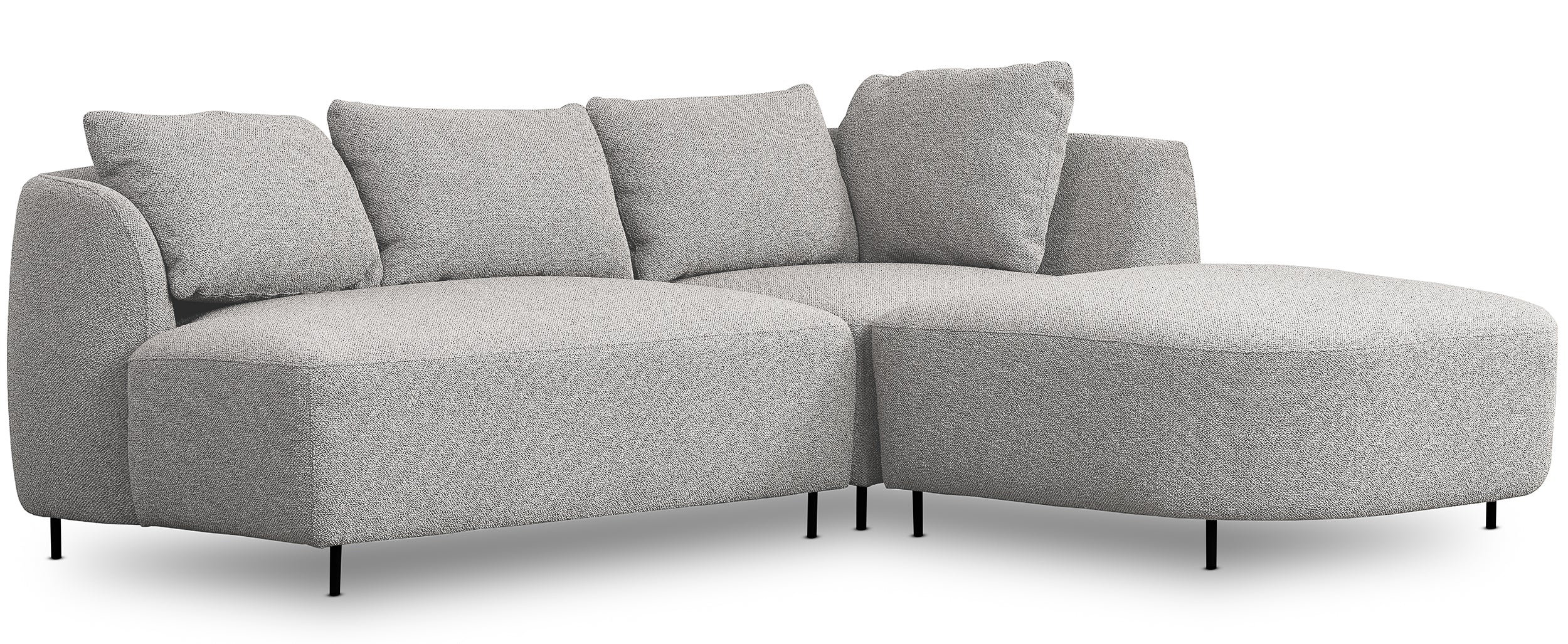 Modulares Ecksofa Lanomi L-förmig, rechtsseitig, hellgrauer Bouclé-Stoff