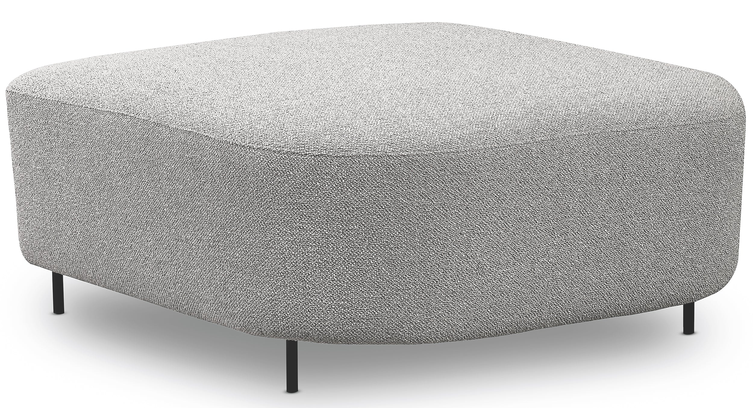 Modulares Ecksofa Lanomi L-förmig, rechtsseitig, hellgrauer Bouclé-Stoff