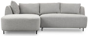 Modulares Ecksofa Lanomi L-förmig, linksseitig, hellgrauer Bouclé-Stoff