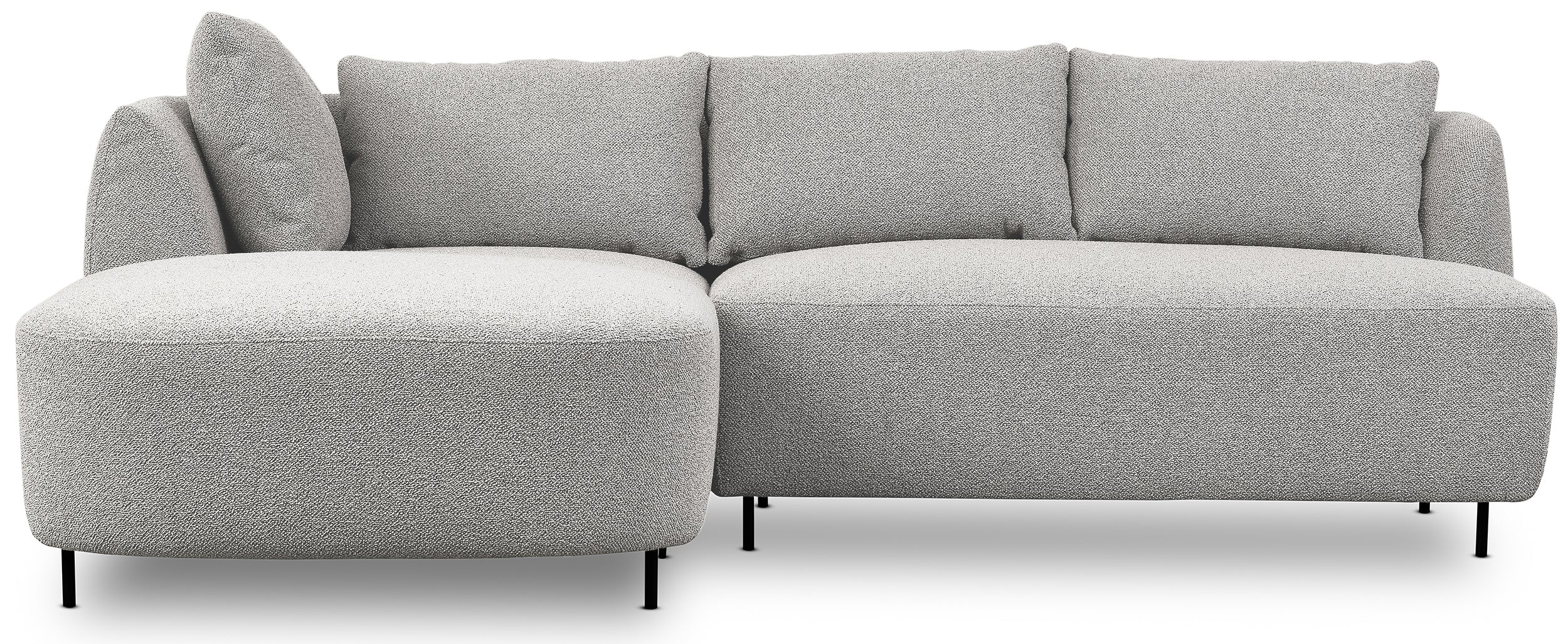 Modulares Ecksofa Lanomi L-förmig, linksseitig, hellgrauer Bouclé-Stoff