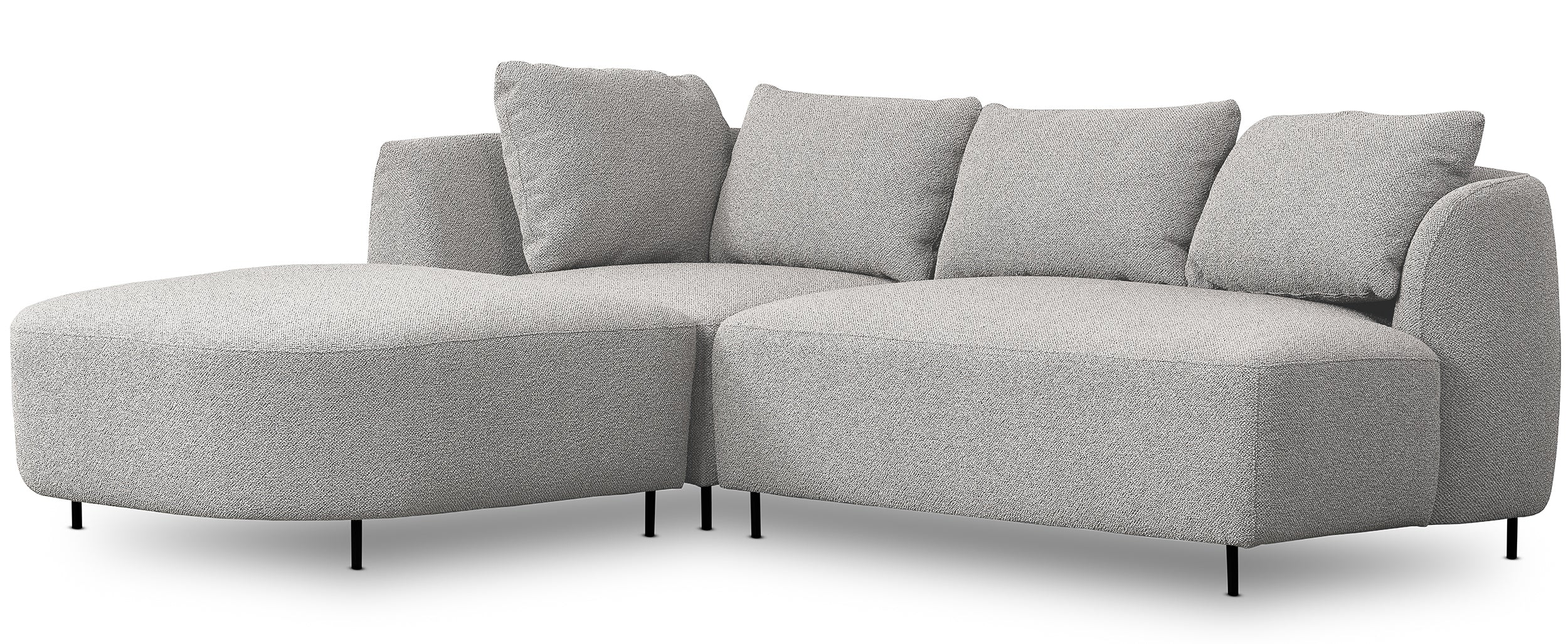 Modulares Ecksofa Lanomi L-förmig, linksseitig, hellgrauer Bouclé-Stoff