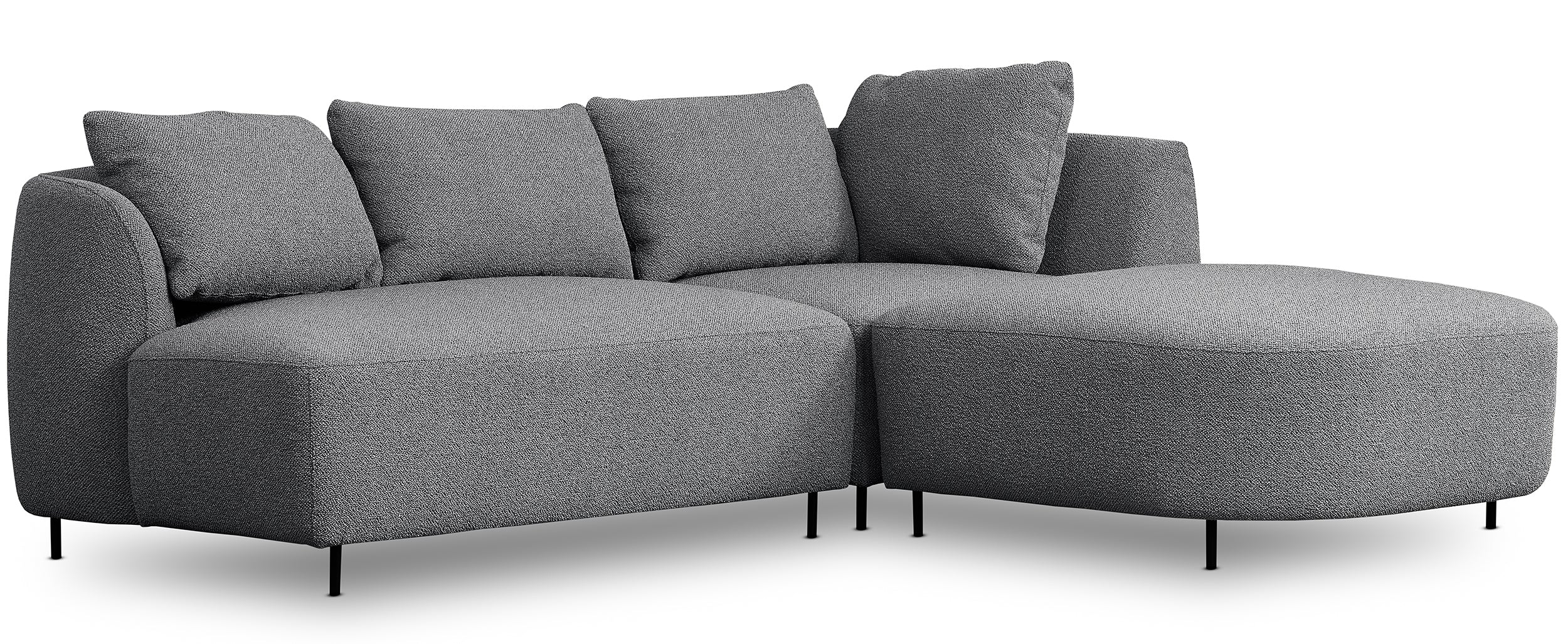 Modulares Ecksofa Lanomi L-förmig, rechtsseitig, grau Bouclé