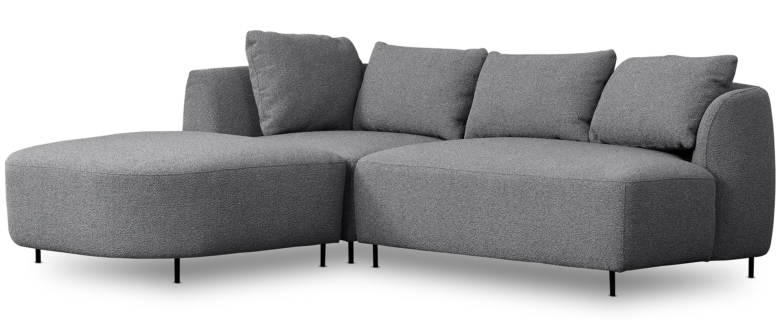 Modulares Ecksofa Lanomi L-förmig, linksseitig, grau Bouclé