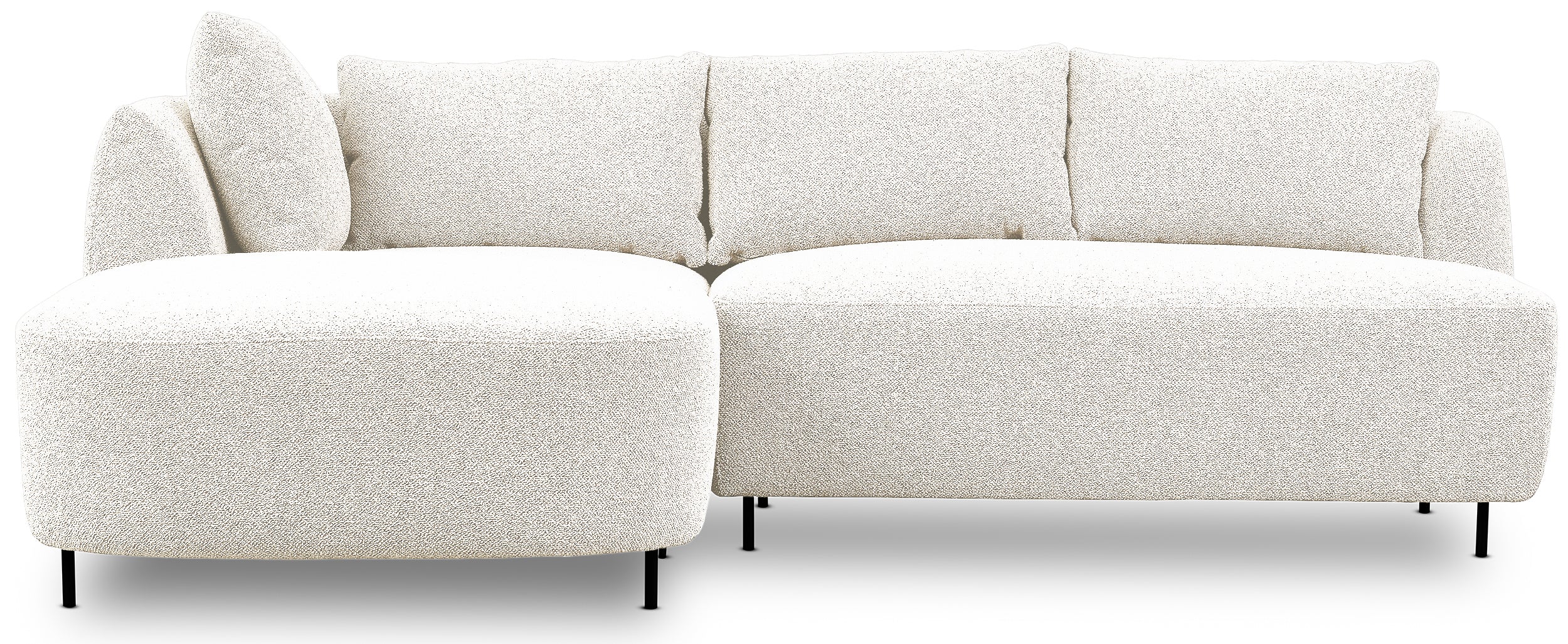 Modulares Ecksofa Lanomi L-förmig linksseitig weiß Bouclé