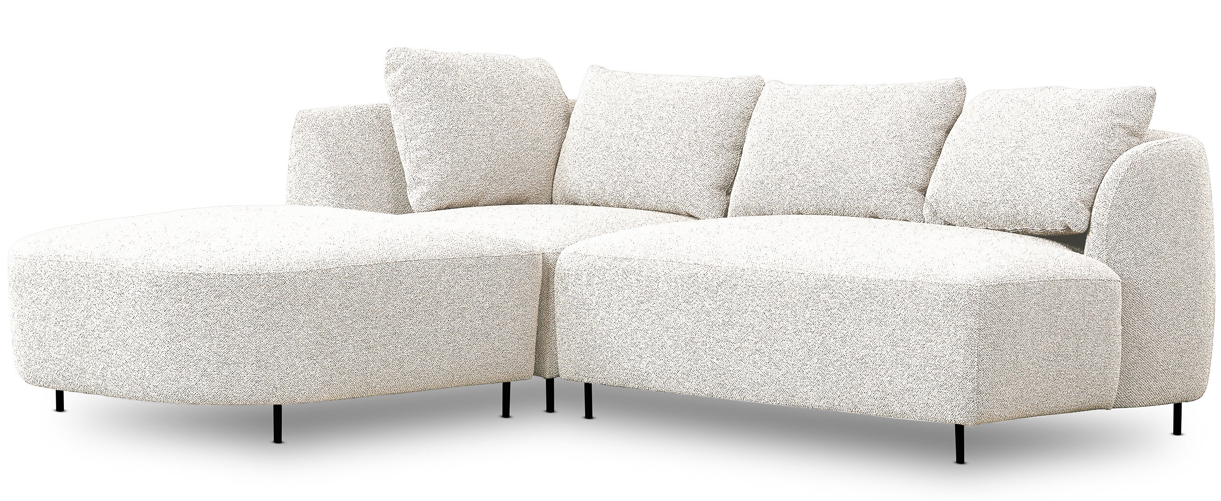 Modulares Ecksofa Lanomi L-förmig linksseitig weiß Bouclé