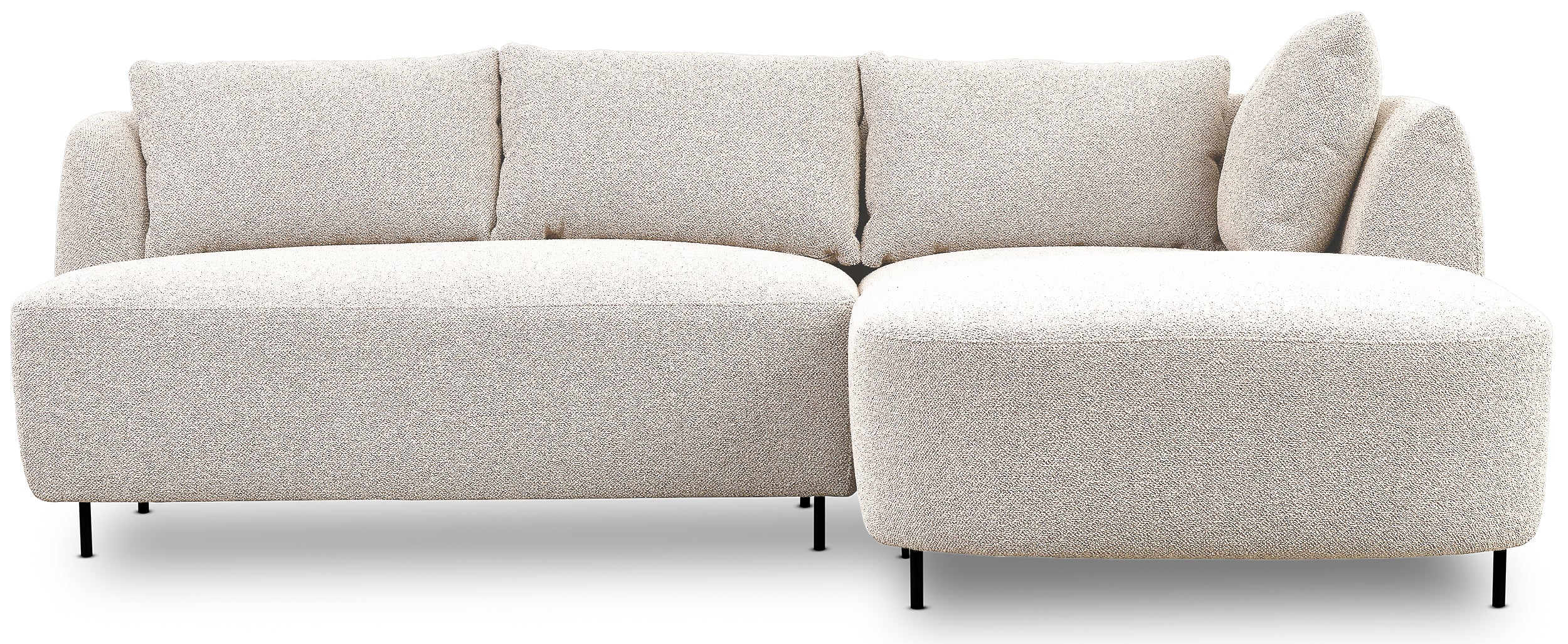 Modulares Ecksofa Lanomi, L-förmig, rechtsseitig, cremefarbenes Bouclé