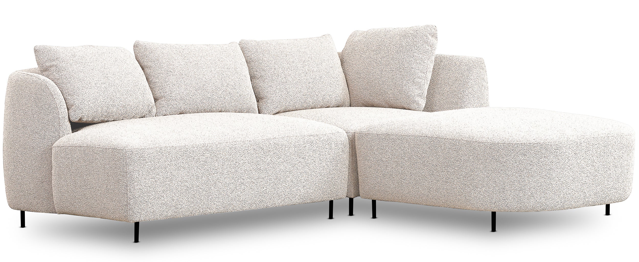 Modulares Ecksofa Lanomi, L-förmig, rechtsseitig, cremefarbenes Bouclé