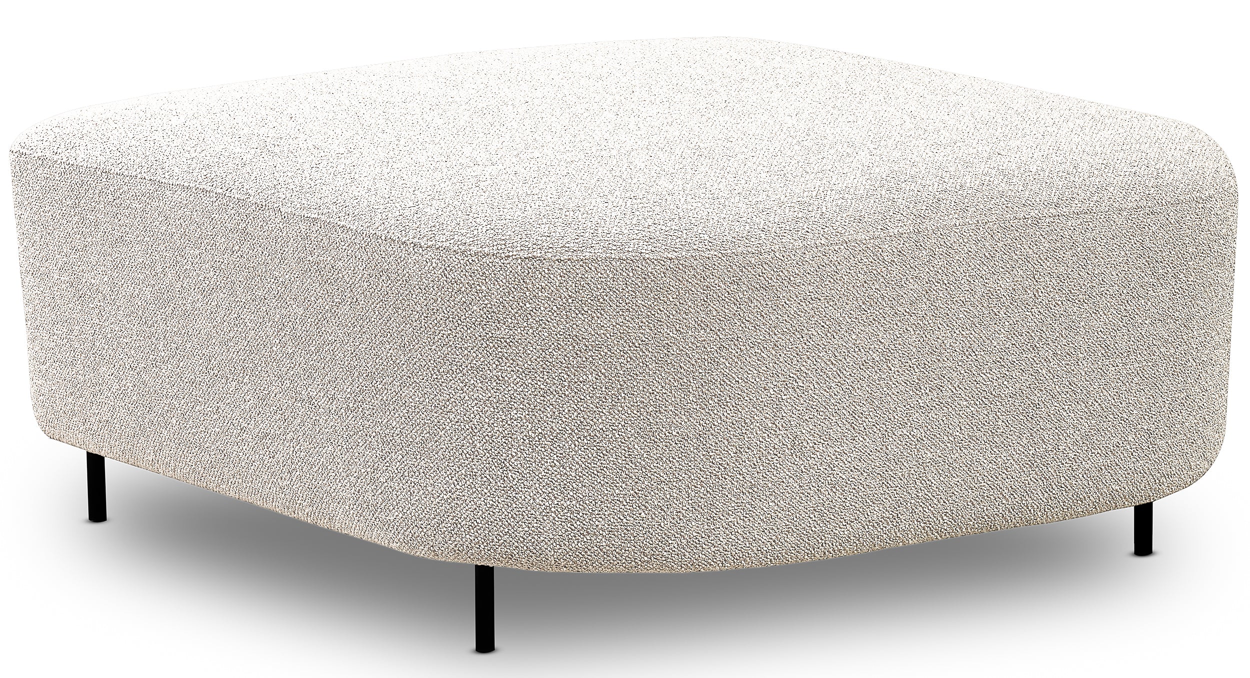 Modulares Ecksofa Lanomi, L-förmig, rechtsseitig, cremefarbenes Bouclé