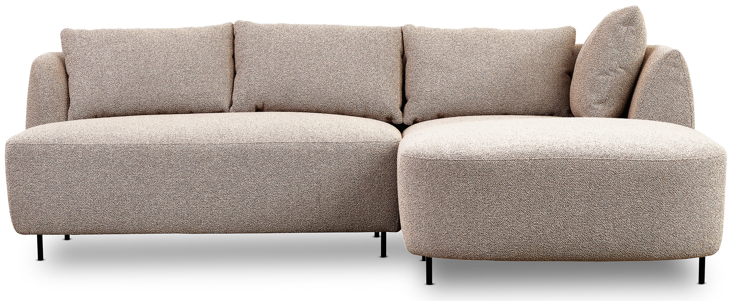 Modulares Ecksofa Lanomi L-förmig, rechtsseitig, beige Bouclé