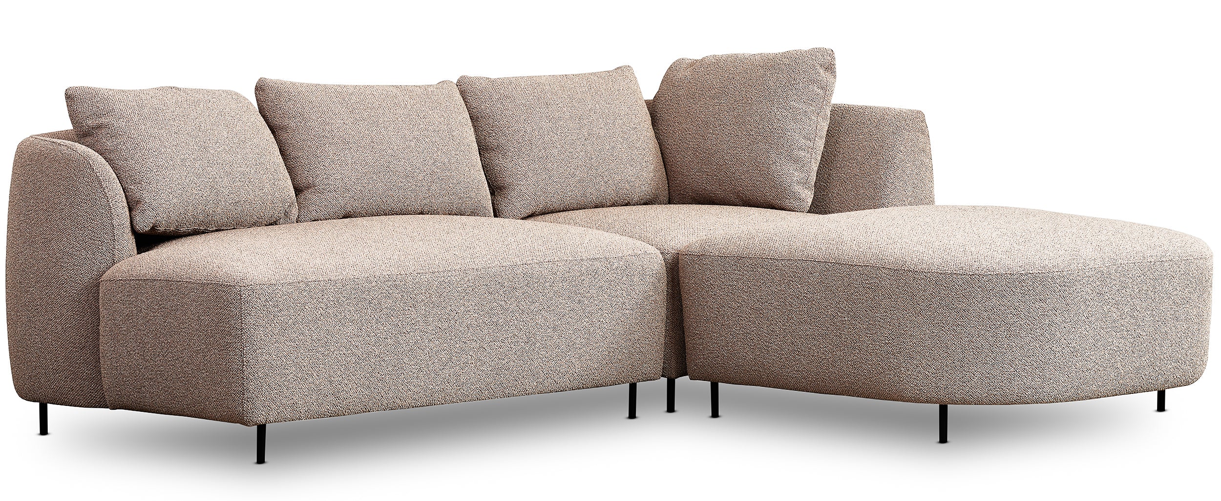 Modulares Ecksofa Lanomi L-förmig, rechtsseitig, beige Bouclé