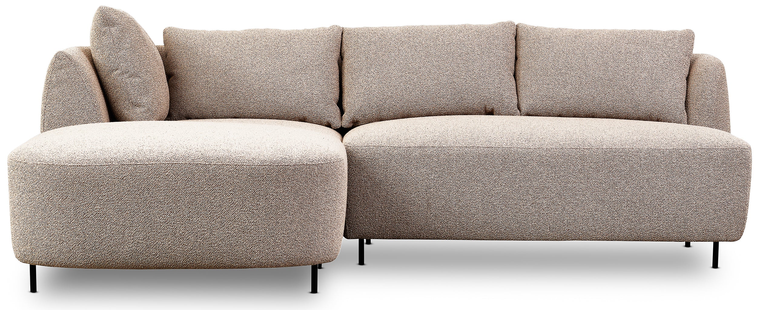 Modulares Ecksofa Lanomi, L-förmig, linksseitig, beige Bouclé