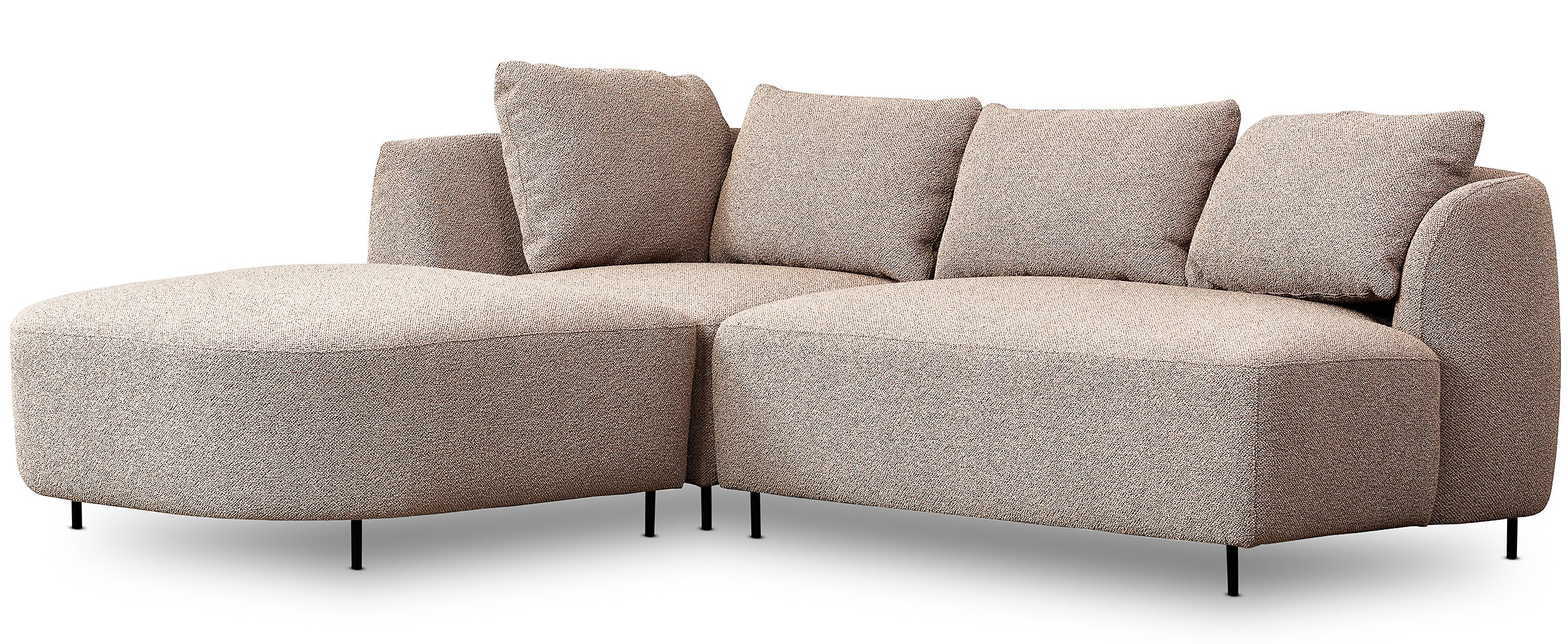 Modulares Ecksofa Lanomi, L-förmig, linksseitig, beige Bouclé