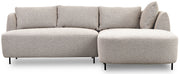 Modulares Ecksofa Lanomi, L-förmig, rechtsseitig, grau-beige Bouclé