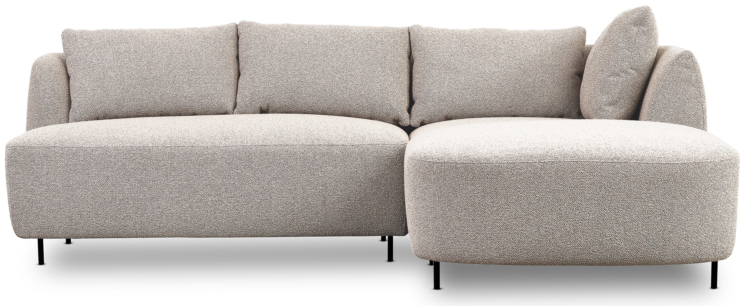 Modulares Ecksofa Lanomi, L-förmig, rechtsseitig, grau-beige Bouclé