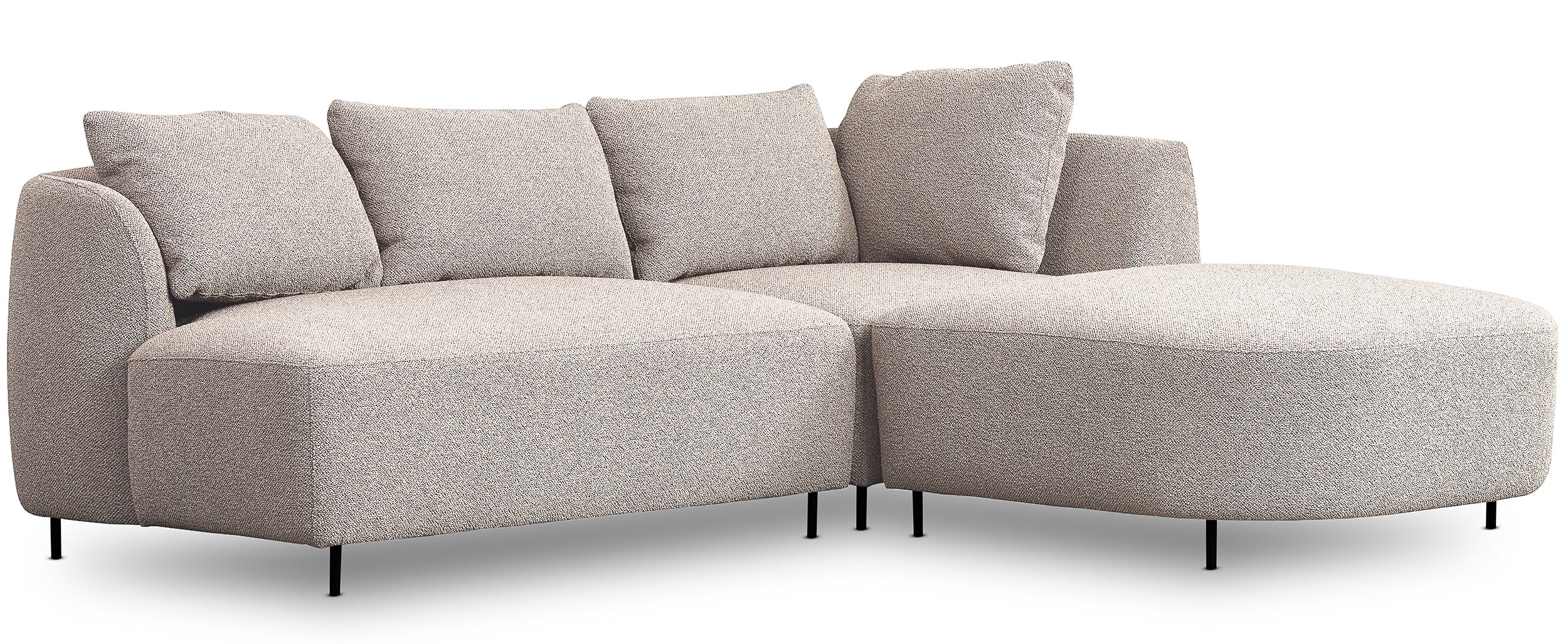Modulares Ecksofa Lanomi, L-förmig, rechtsseitig, grau-beige Bouclé