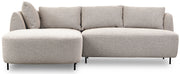 Modulares Ecksofa Lanomi L-förmig, linksseitig, grau-beiges Bouclé