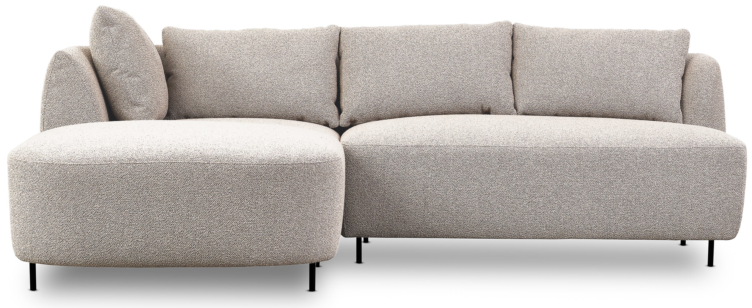 Modulares Ecksofa Lanomi L-förmig, linksseitig, grau-beiges Bouclé