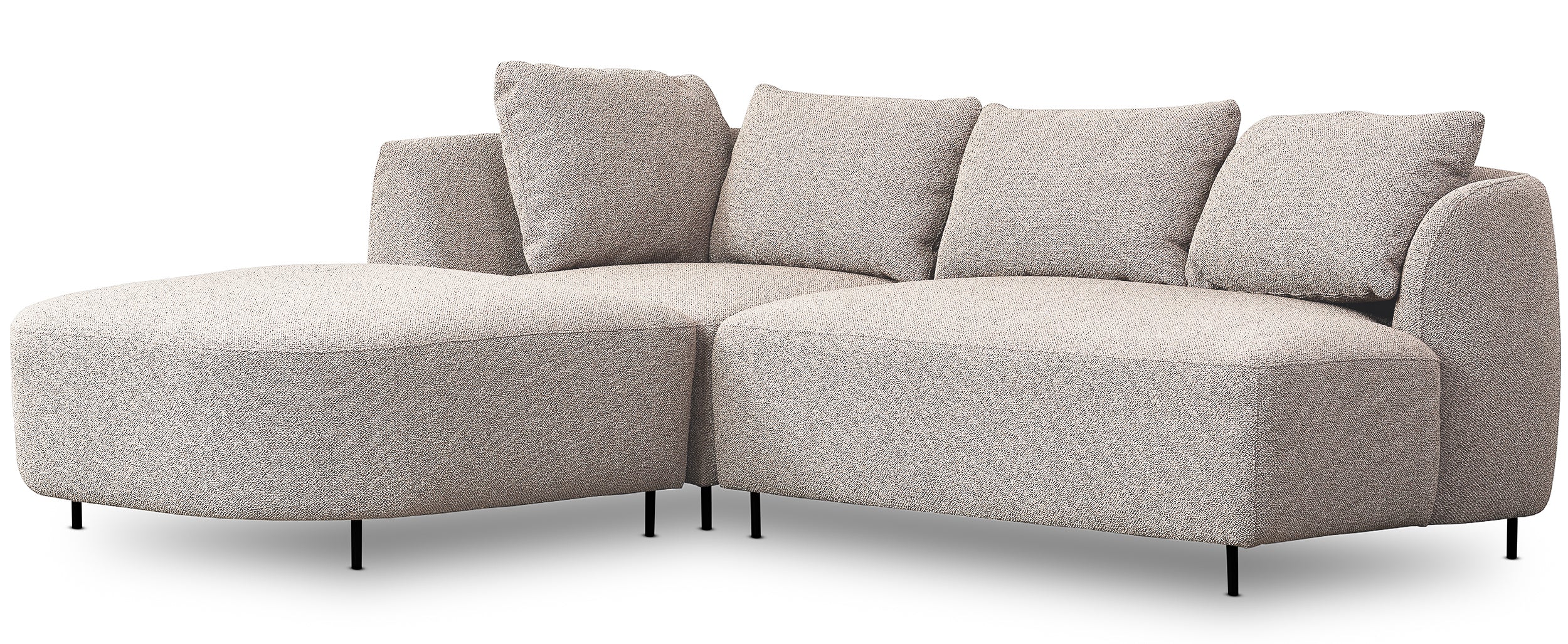 Modulares Ecksofa Lanomi L-förmig, linksseitig, grau-beiges Bouclé
