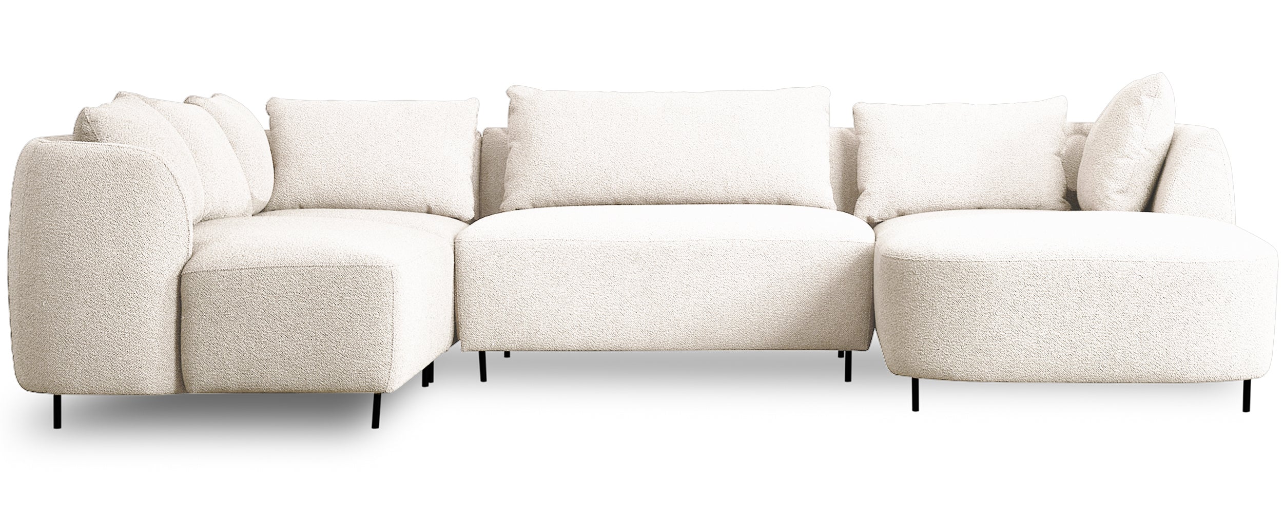 Modulares Ecksofa Lanomi U-förmig linksseitig weiß Bouclé
