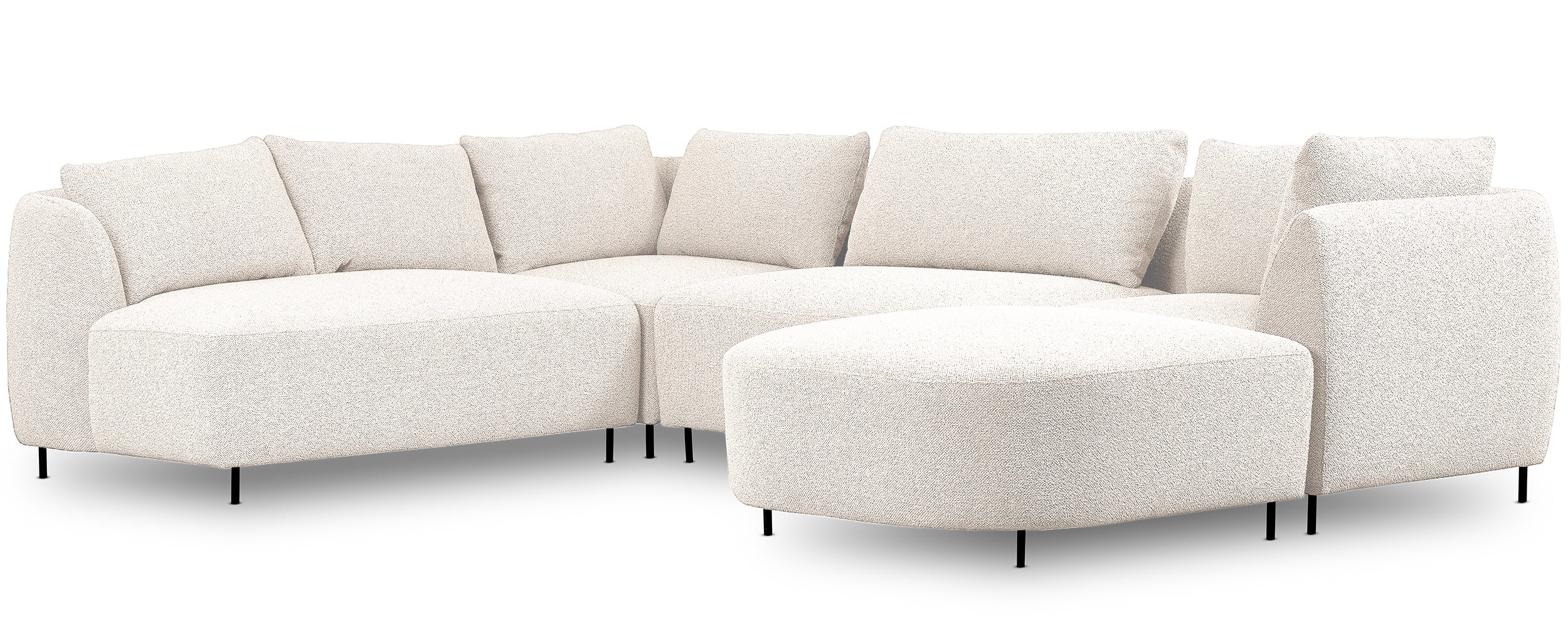 Modulares Ecksofa Lanomi U-förmig linksseitig weiß Bouclé