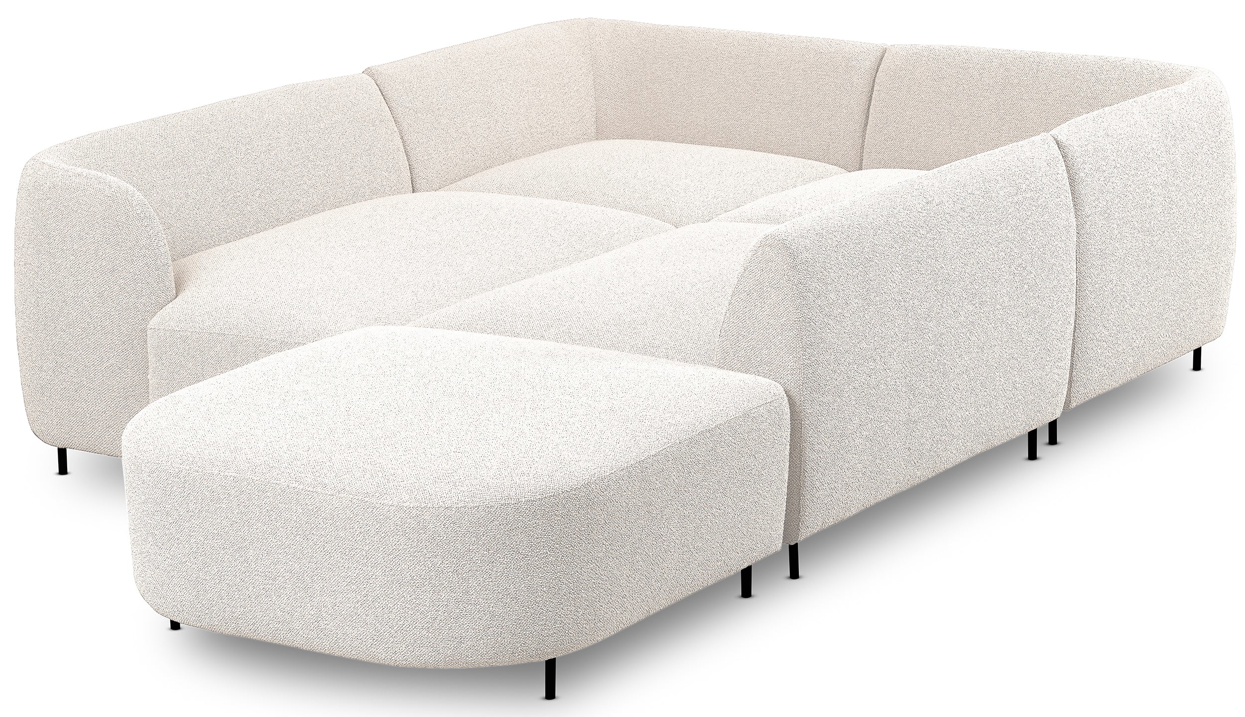 Modulares Ecksofa Lanomi U-förmig linksseitig weiß Bouclé