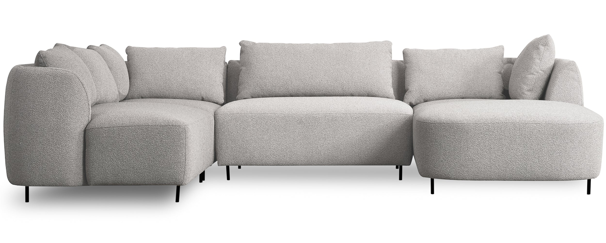 Modulares Ecksofa Lanomi U-förmig, linksseitig, hellgrauer Bouclé-Stoff