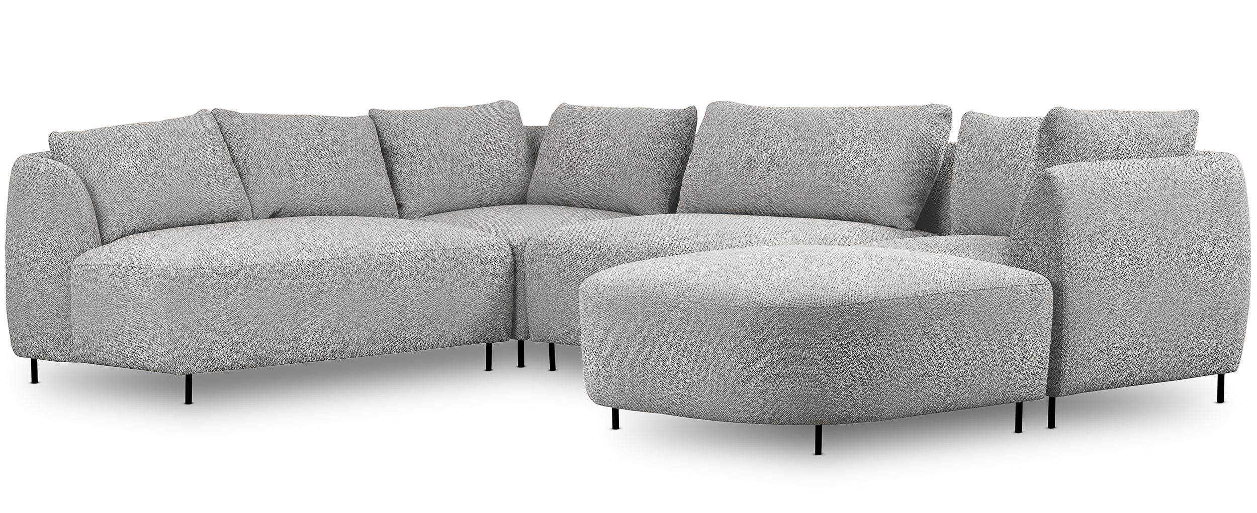 Modulares Ecksofa Lanomi U-förmig, linksseitig, hellgrauer Bouclé-Stoff