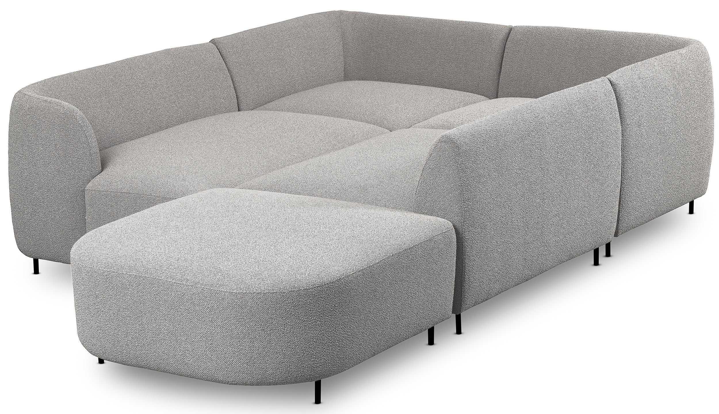 Modulares Ecksofa Lanomi U-förmig, linksseitig, hellgrauer Bouclé-Stoff