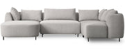 Modulares Ecksofa Lanomi U-förmig, rechtsseitig, hellgrauer Bouclé-Stoff