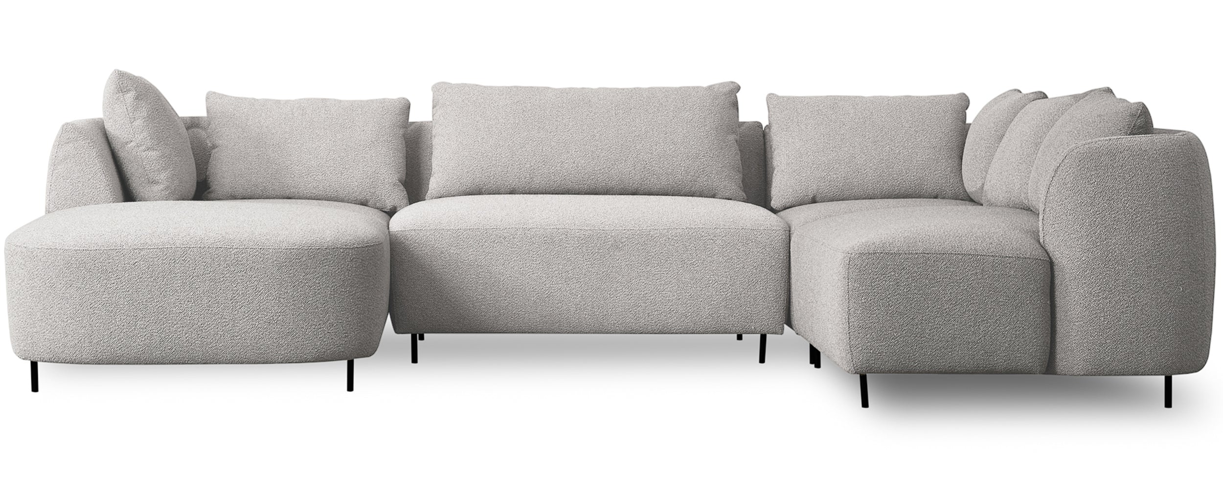 Modulares Ecksofa Lanomi U-förmig, rechtsseitig, hellgrauer Bouclé-Stoff