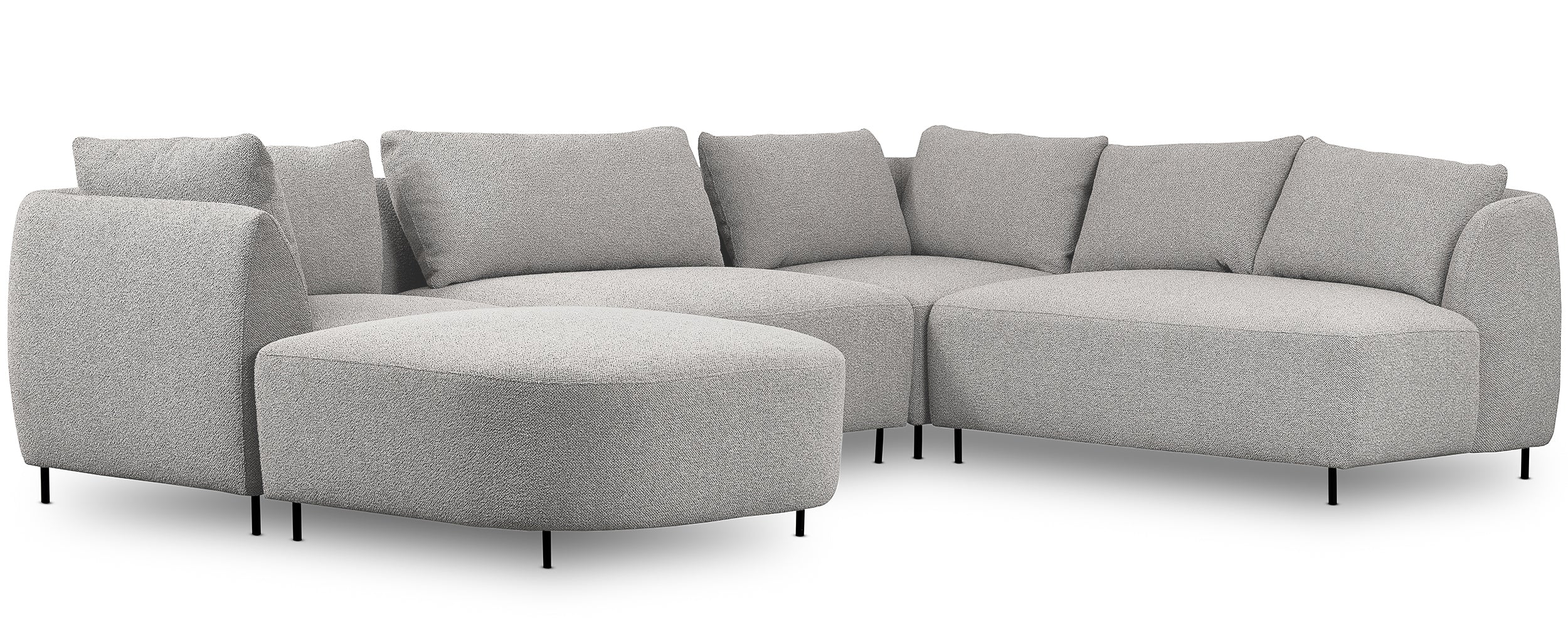 Modulares Ecksofa Lanomi U-förmig, rechtsseitig, hellgrauer Bouclé-Stoff