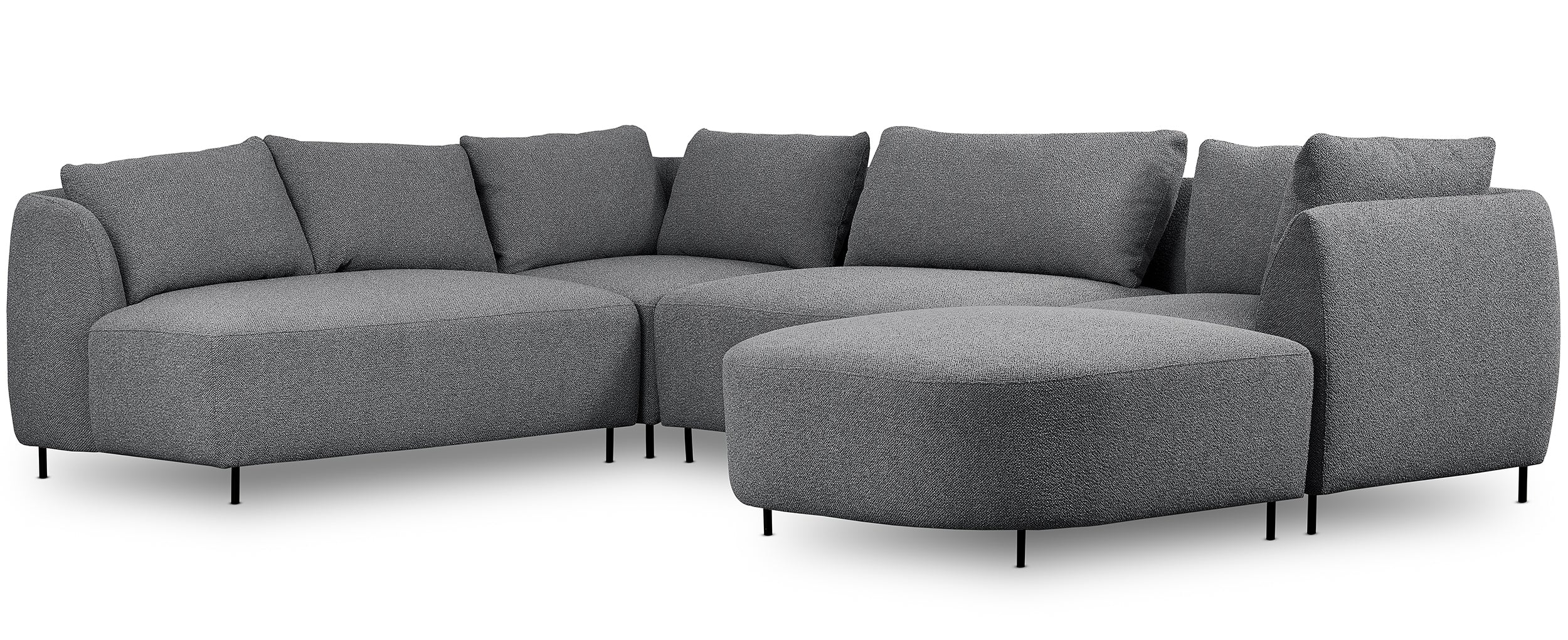 Modulares Lanomi Ecksofa U-förmig linksseitig grau Bouclé