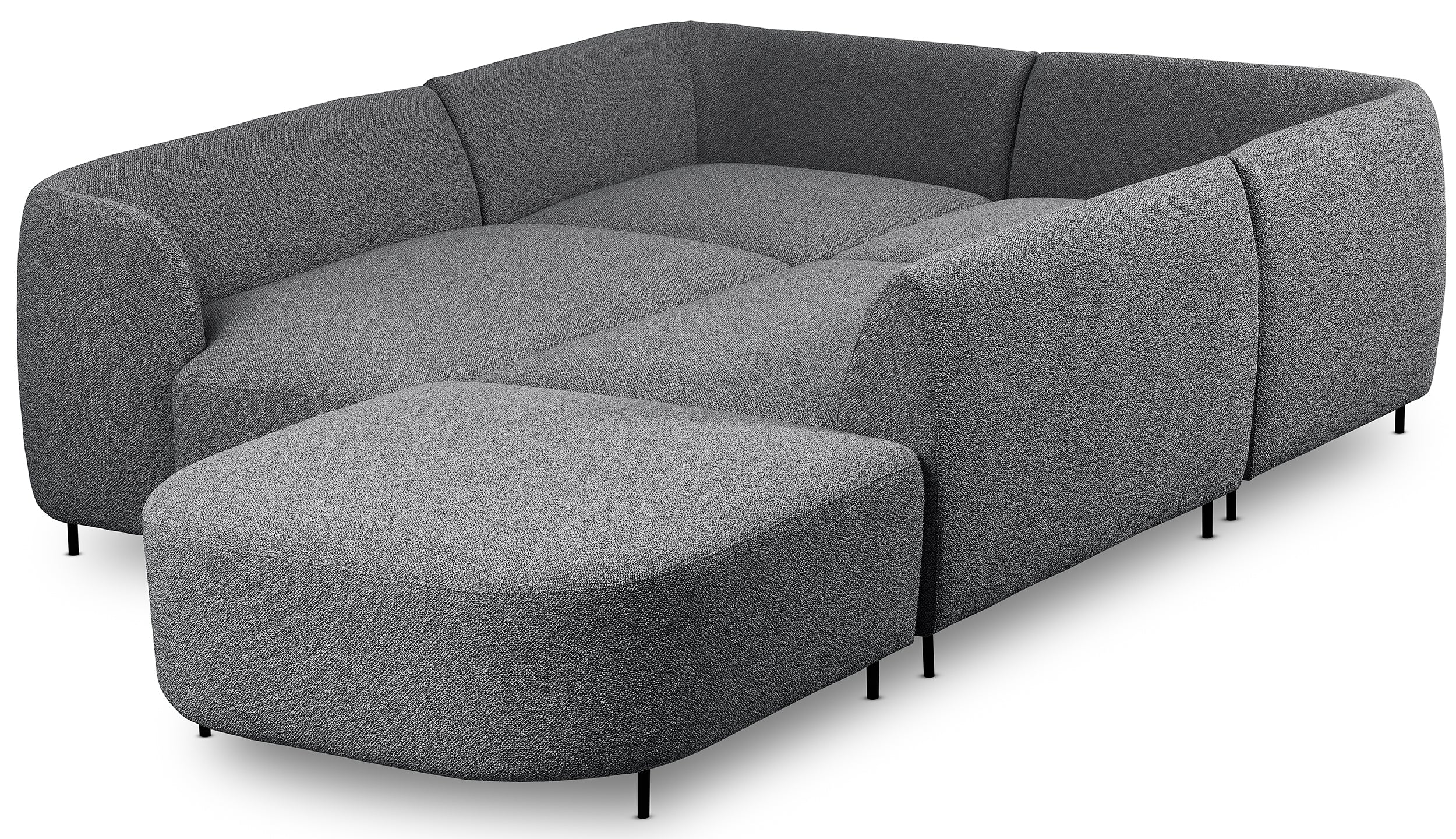 Modulares Lanomi Ecksofa U-förmig linksseitig grau Bouclé