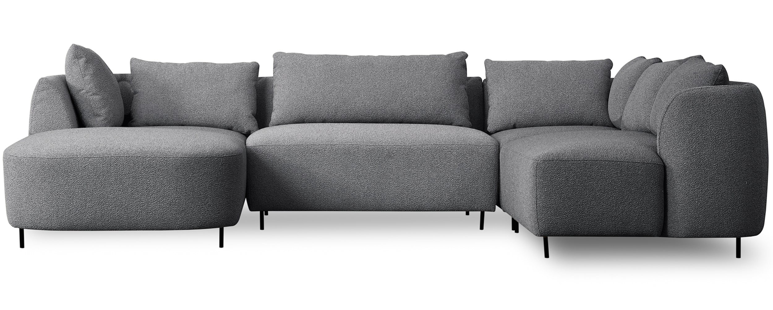 Modulares Ecksofa Lanomi U-förmig, rechtsseitig, grau Bouclé