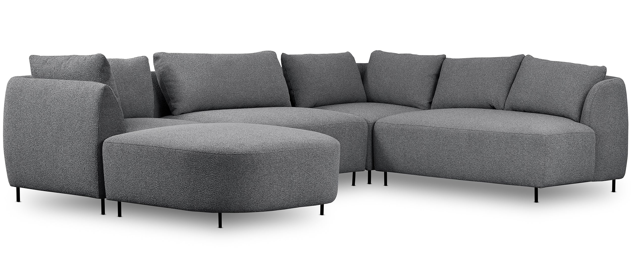 Modulares Ecksofa Lanomi U-förmig, rechtsseitig, grau Bouclé