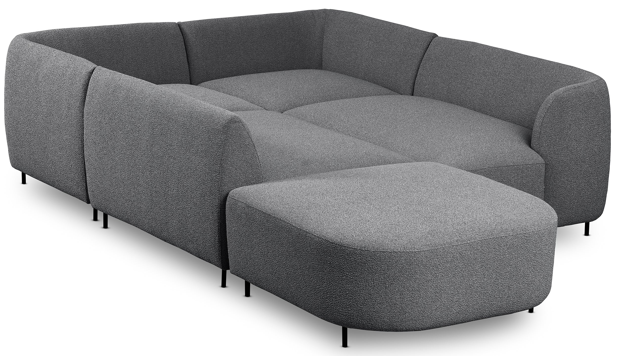Modulares Ecksofa Lanomi U-förmig, rechtsseitig, grau Bouclé
