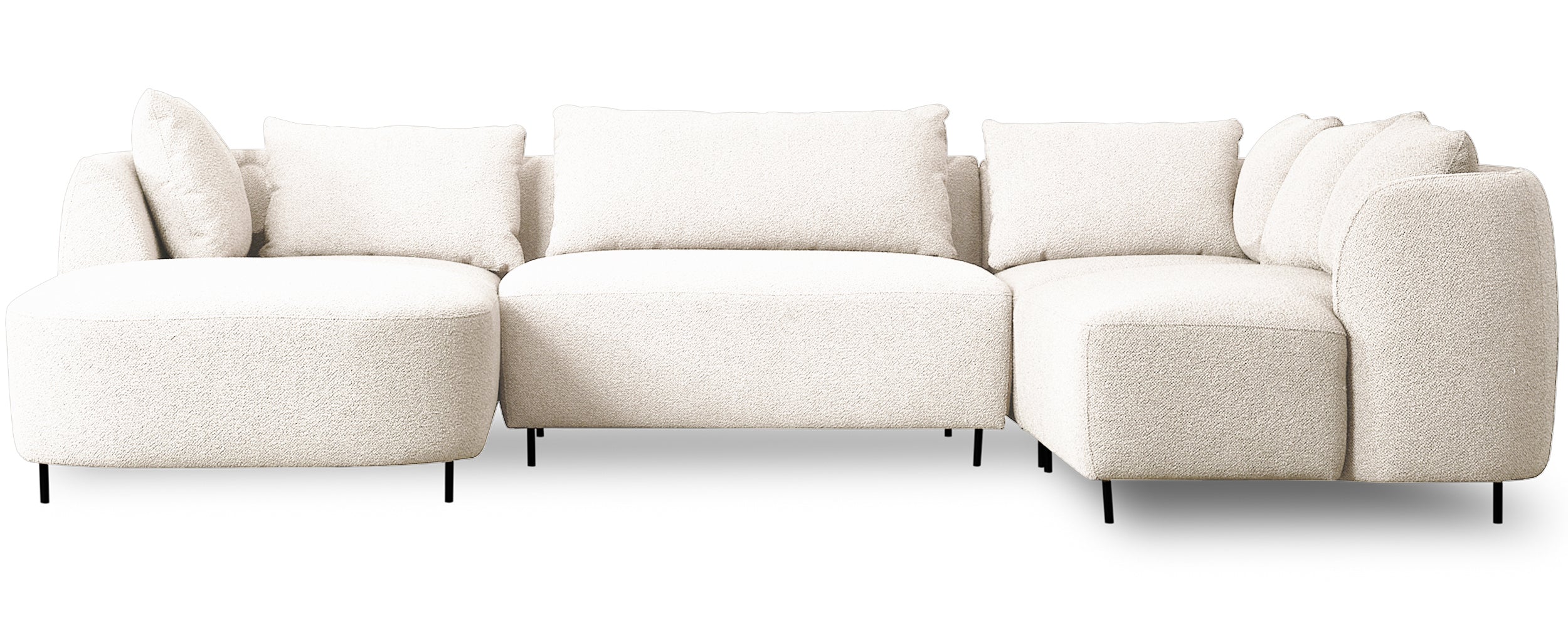 Modulares Ecksofa Lanomi U-förmig, rechtsseitig, weißes Bouclé