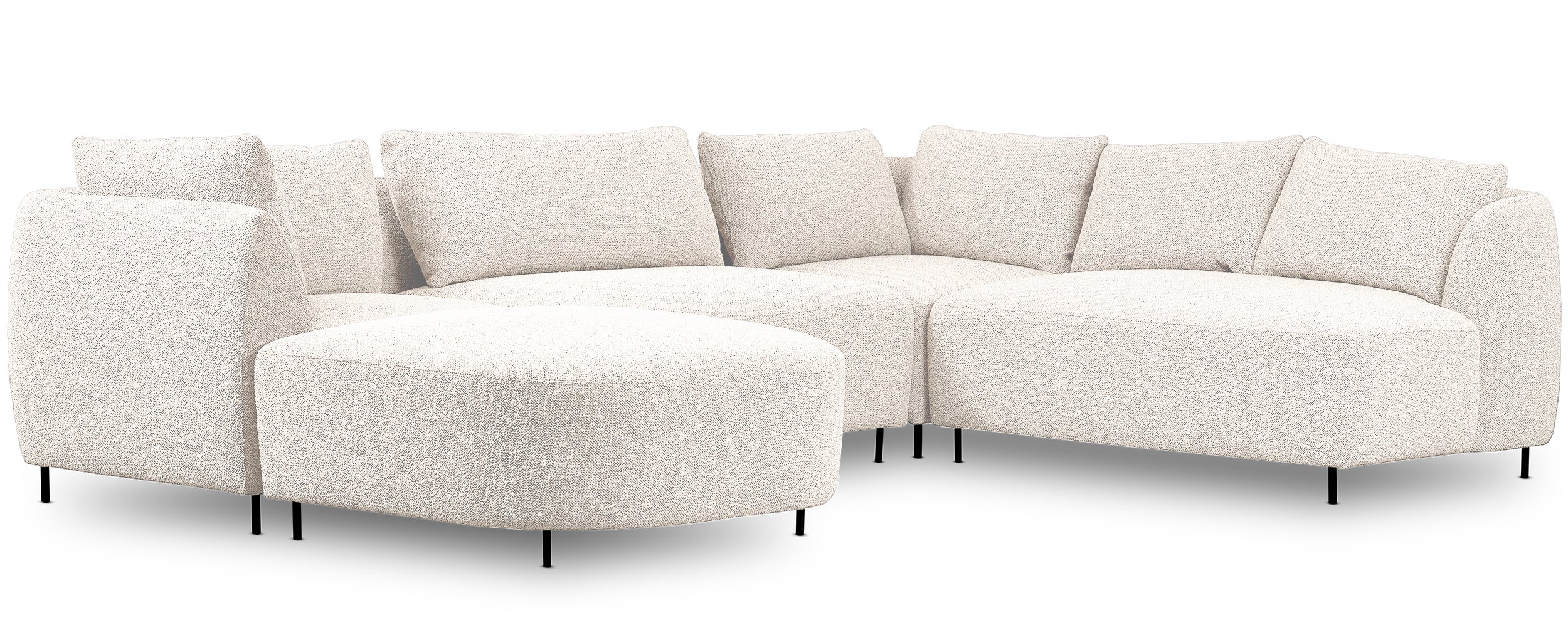 Modulares Ecksofa Lanomi U-förmig, rechtsseitig, weißes Bouclé