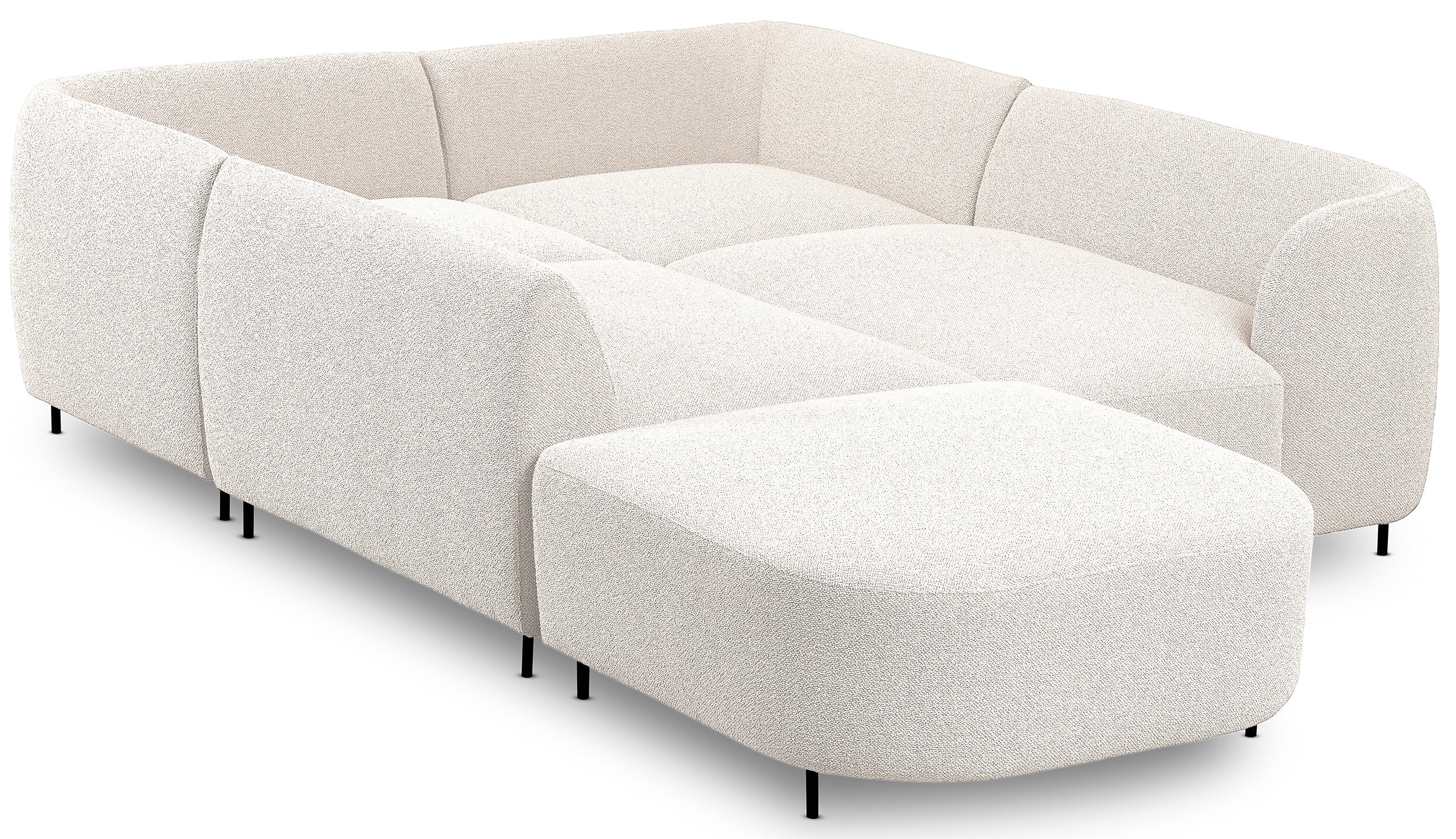 Modulares Ecksofa Lanomi U-förmig, rechtsseitig, weißes Bouclé