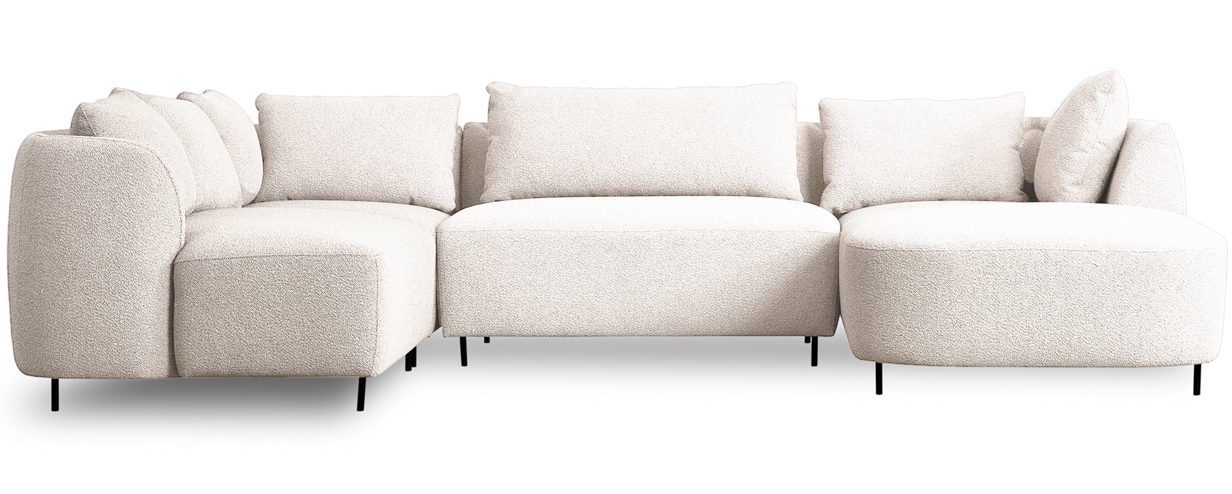 Modulares Lanomi Ecksofa U-förmig, linksseitig, cremefarbenes Bouclé