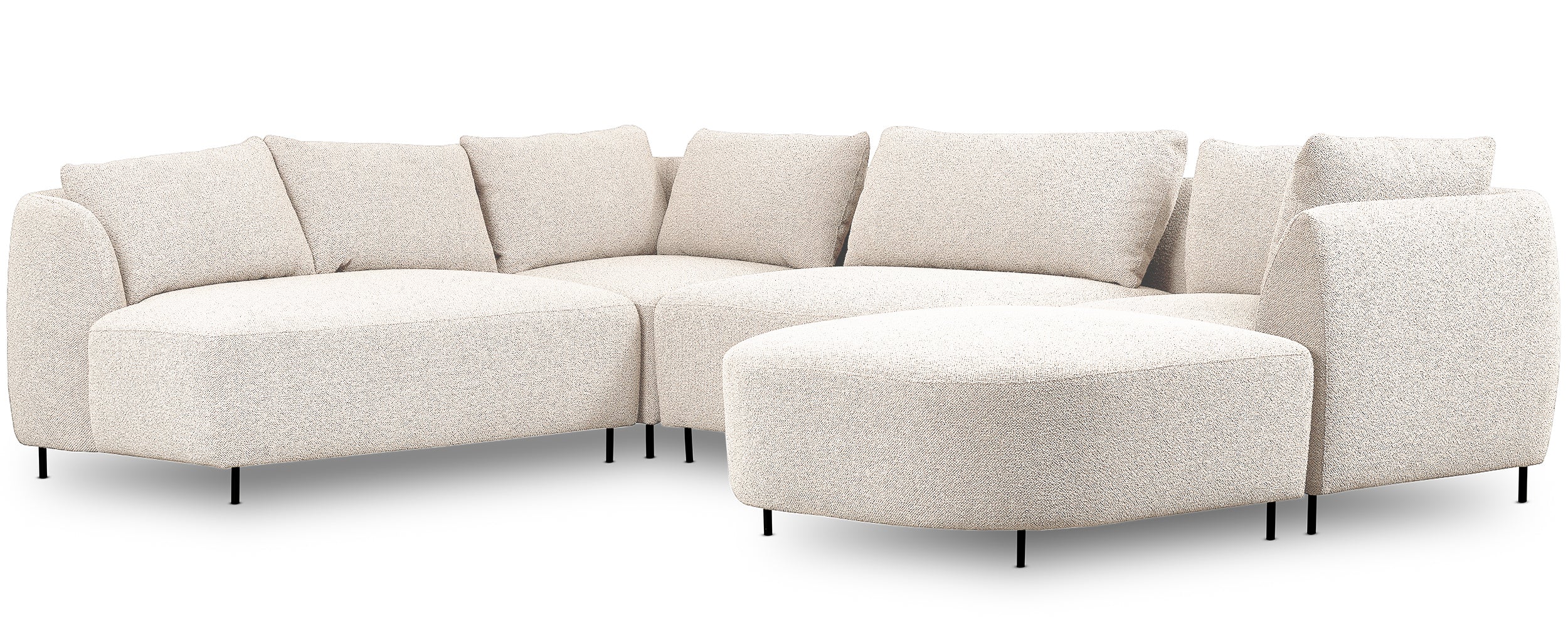 Modulares Lanomi Ecksofa U-förmig, linksseitig, cremefarbenes Bouclé