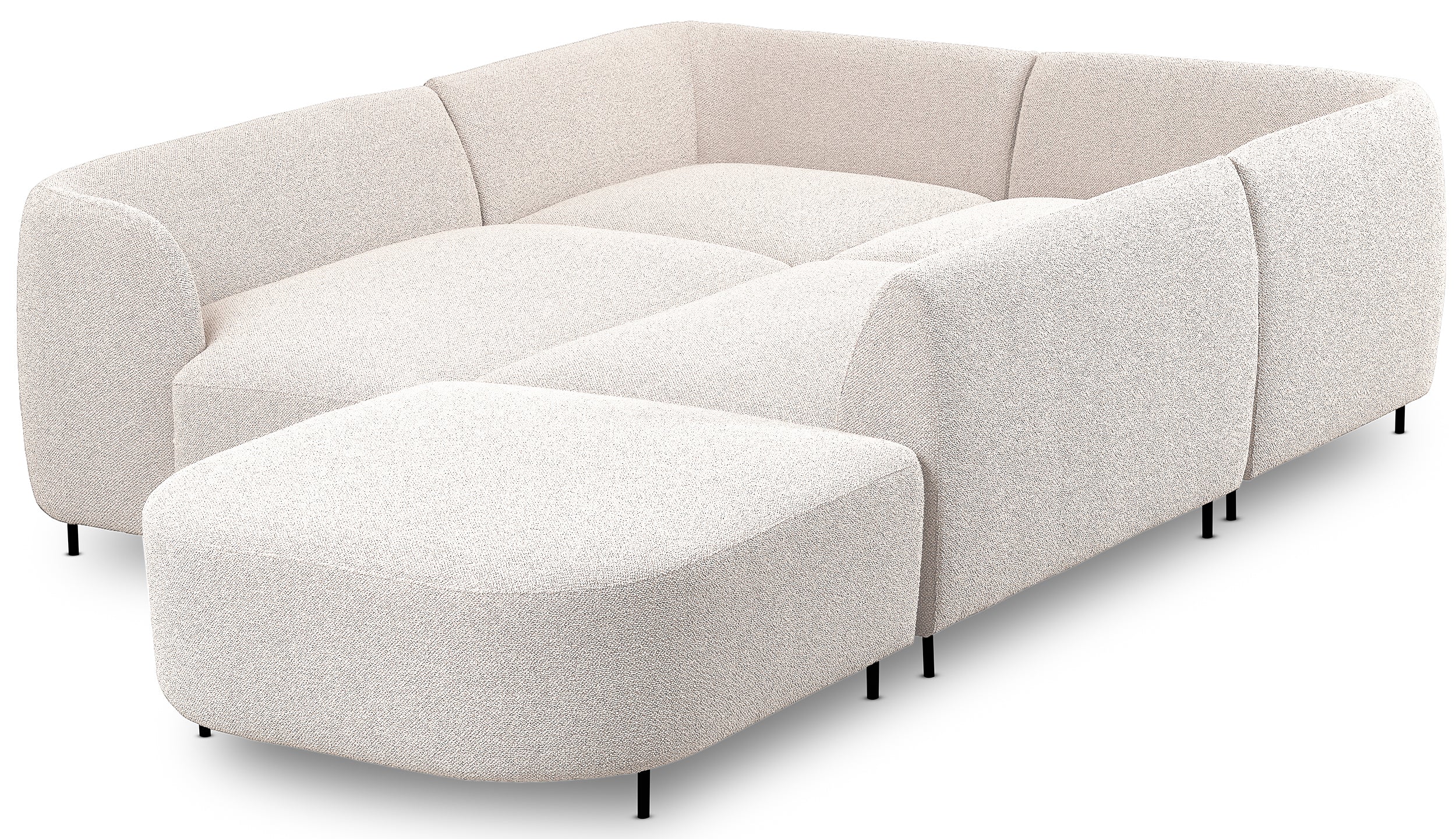 Modulares Lanomi Ecksofa U-förmig, linksseitig, cremefarbenes Bouclé