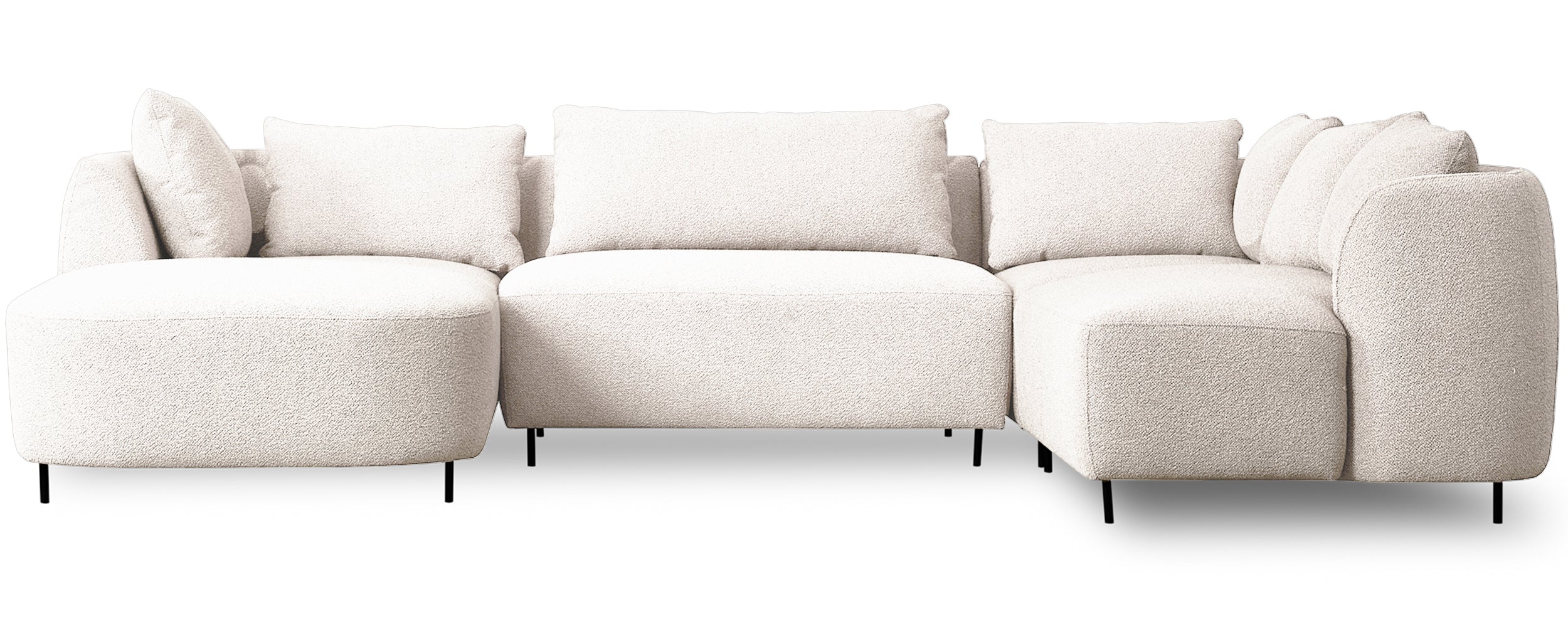Modulares Ecksofa Lanomi U-förmig, rechtsseitig, cremefarbenes Bouclé
